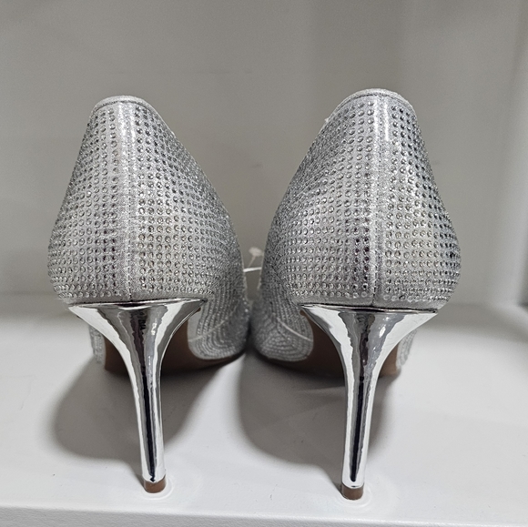 jessica simpson lindiza rhinestones sparkly silver heels new - Picture 5 of 8